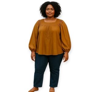 Forgotten Grace Cotton Mustard Embroidered Crochet Boho Top